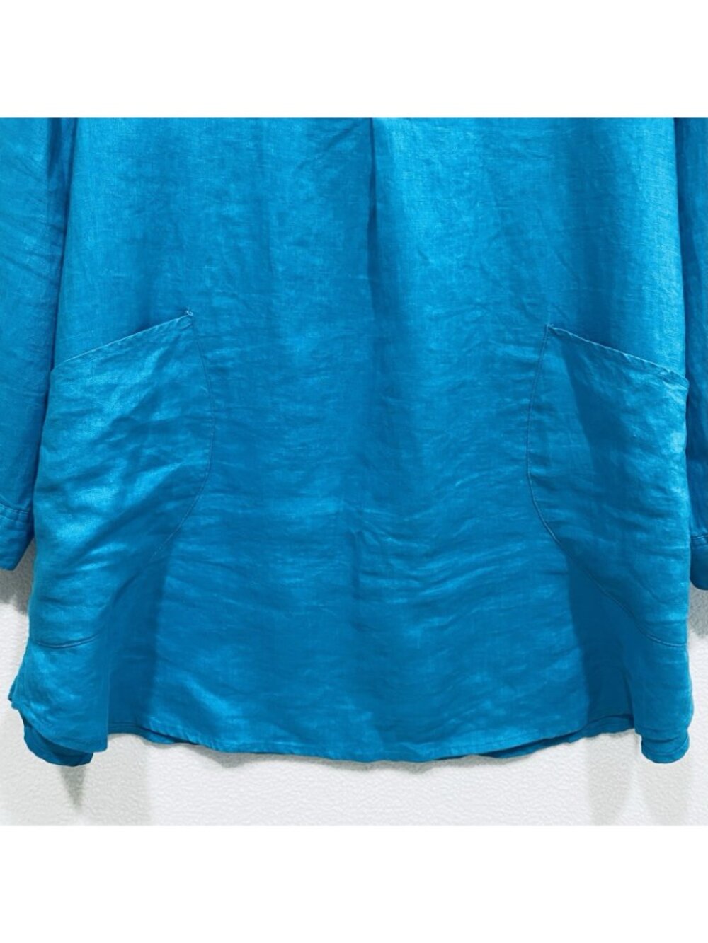For Cynthia Top Womens 2X Teal Blue Tunic Linen Pockets Beachy Lagenlook Boho - Picture 4 of 9